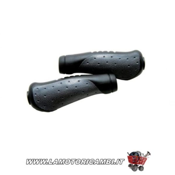 COPPIA MANOPOLE PER BICICLETTA NERO/GRIGIO 130MM.