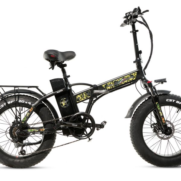FAT BIKE 750W JEEP CLASS MILITAR E-BIKE 20′ BICICLETTA BICI PIEGHEVOLE ELETTRICA 48V NERO OPACO