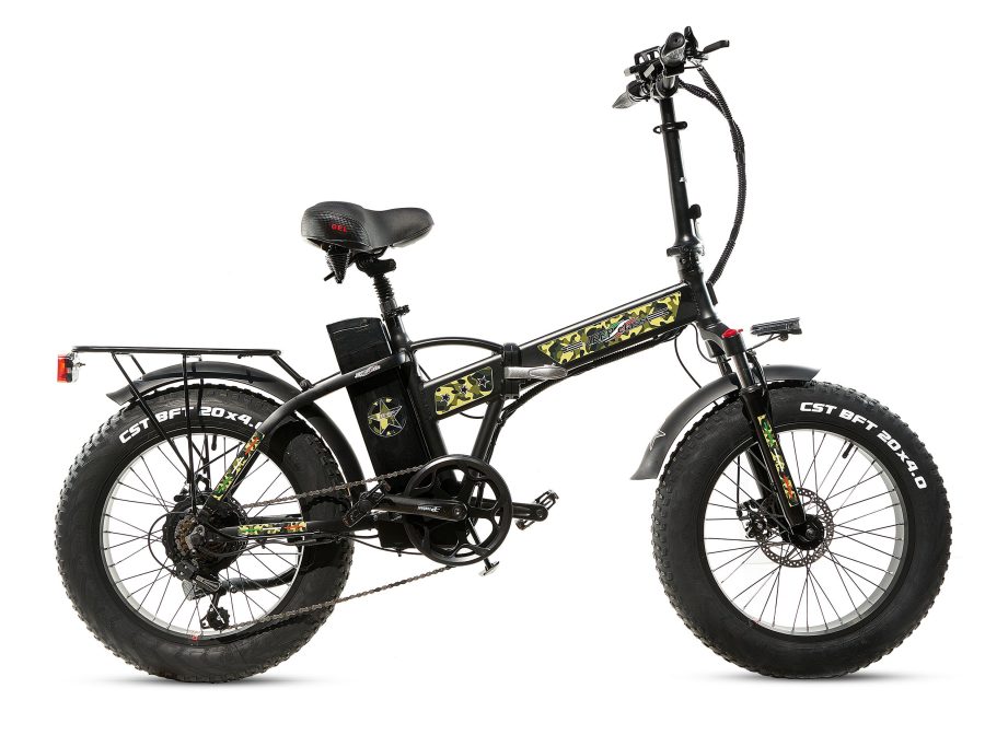 FAT BIKE 750W JEEP CLASS MILITAR E-BIKE 20′ BICICLETTA BICI PIEGHEVOLE ELETTRICA 48V NERO OPACO