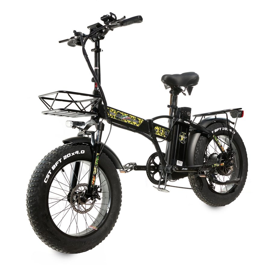 FAT BIKE 750W JEEP CLASS MILITAR E-BIKE 20′ BICICLETTA BICI PIEGHEVOLE ELETTRICA 48V NERO OPACO - immagine 3