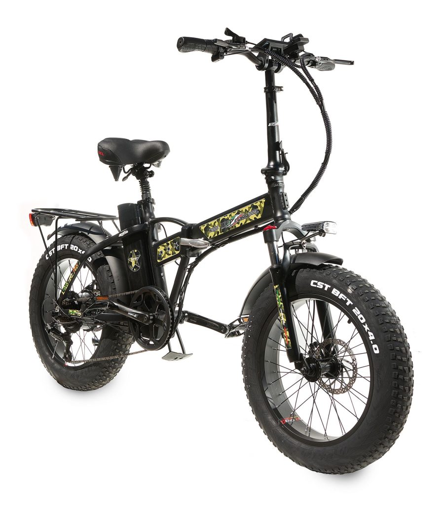 FAT BIKE 750W JEEP CLASS MILITAR E-BIKE 20′ BICICLETTA BICI PIEGHEVOLE ELETTRICA 48V NERO OPACO - immagine 4