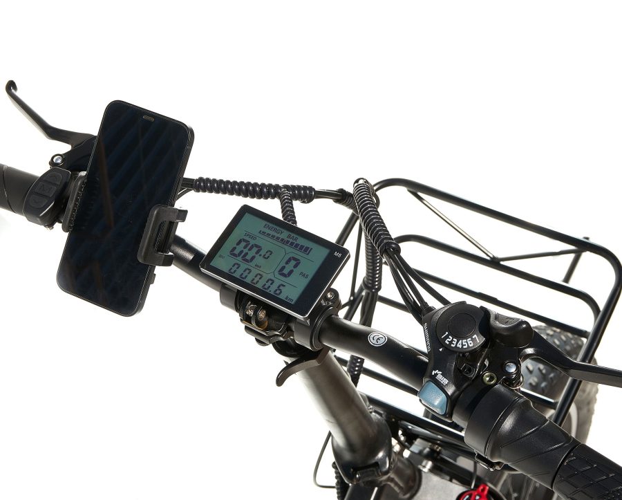 FAT BIKE 750W JEEP CLASS MILITAR E-BIKE 20′ BICICLETTA BICI PIEGHEVOLE ELETTRICA 48V NERO OPACO - immagine 5