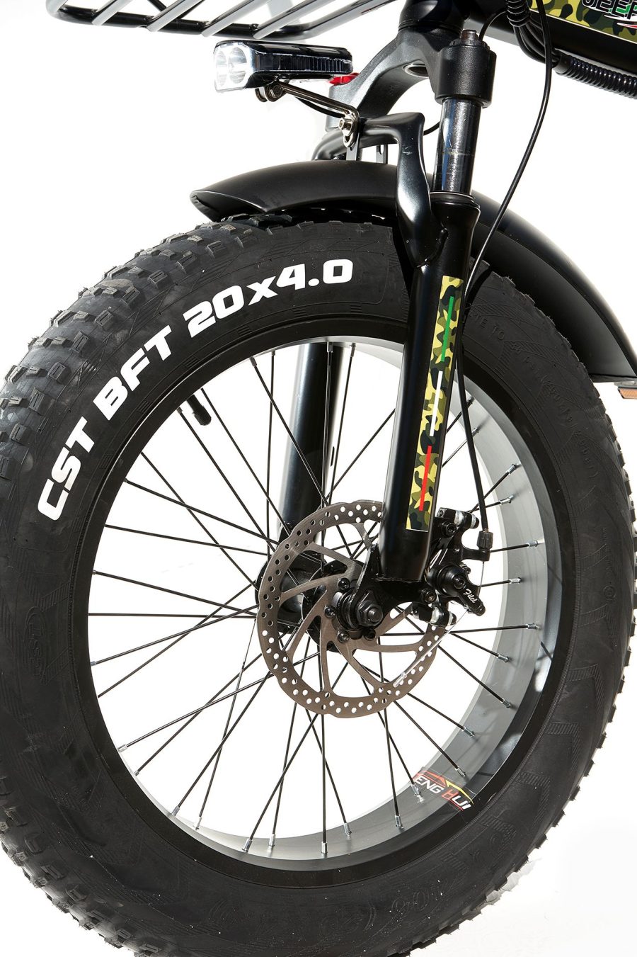 FAT BIKE 750W JEEP CLASS MILITAR E-BIKE 20′ BICICLETTA BICI PIEGHEVOLE ELETTRICA 48V NERO OPACO - immagine 6