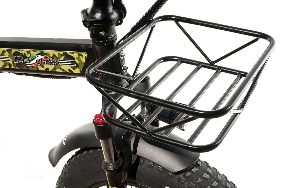 FAT BIKE 750W JEEP CLASS MILITAR E-BIKE 20′ BICICLETTA BICI PIEGHEVOLE ELETTRICA 48V NERO OPACO - immagine 10