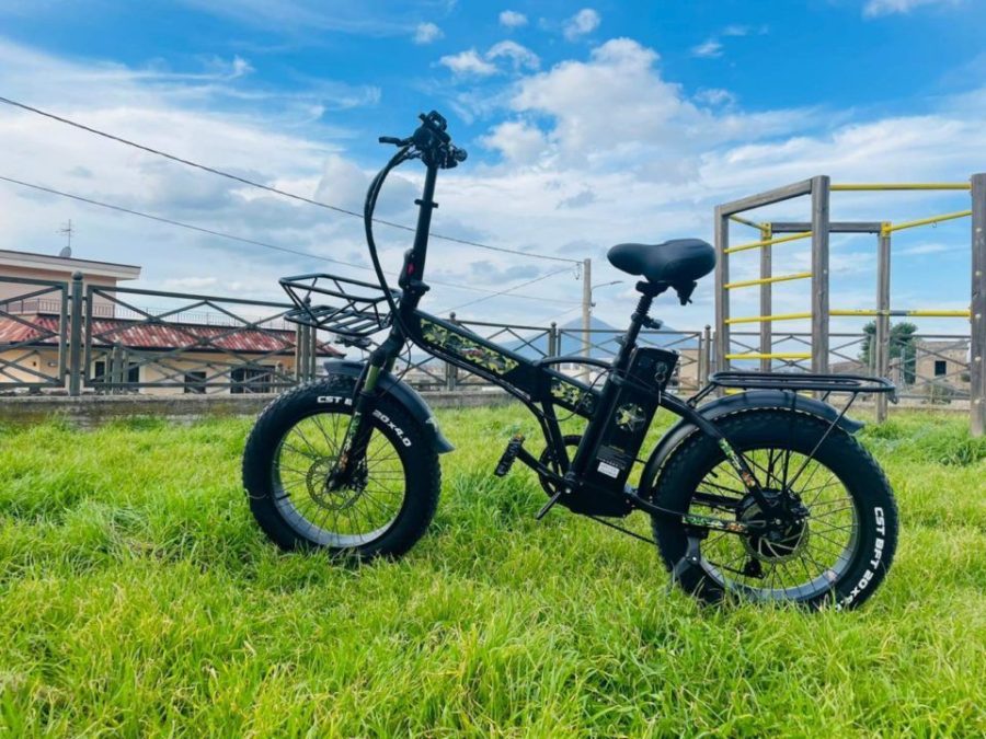 FAT BIKE 750W JEEP CLASS MILITAR E-BIKE 20′ BICICLETTA BICI PIEGHEVOLE ELETTRICA 48V NERO OPACO - immagine 11
