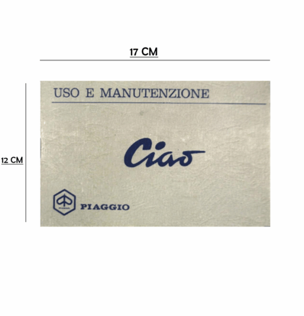 MANUALE LIBRETTO USO E MANUTENZIONE PER PIAGGIO CIAO 50 DAL 1967 AL 1968