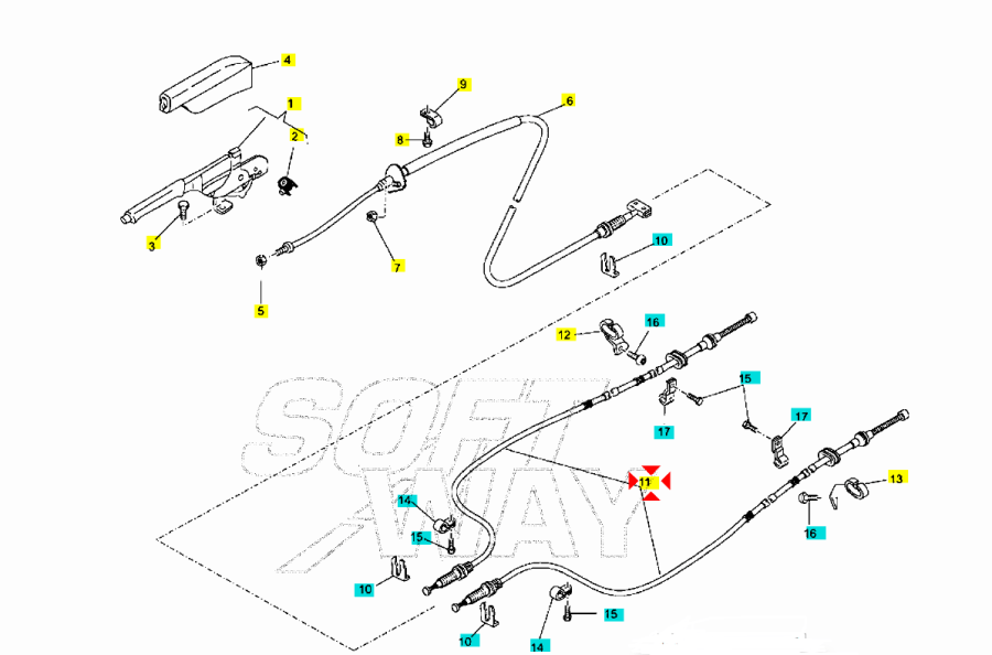 TRASMISSIONE FRENO A MANO PORTER MAXXI 1E001755 B000358 - immagine 2
