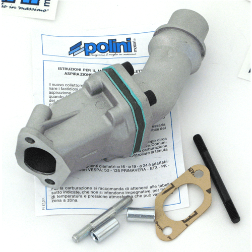 COLLETTORE CARBURATORE MONOLAMELLARE DIAMETRO DA 24 POLINI PER VESPA 50 CC. N L R SPECIAL 125 CC. PRIMAVERA ET3