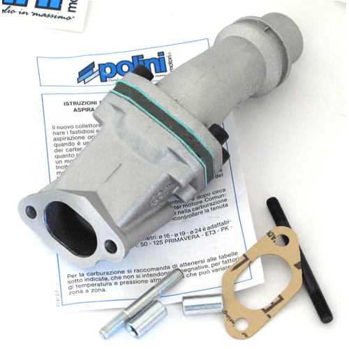 COLLETTORE CARBURATORE MONOLAMELLARE DIAMETRO DA 24 POLINI PER VESPA 50 CC. N L R SPECIAL 125 CC. PRIMAVERA ET3 - immagine 3