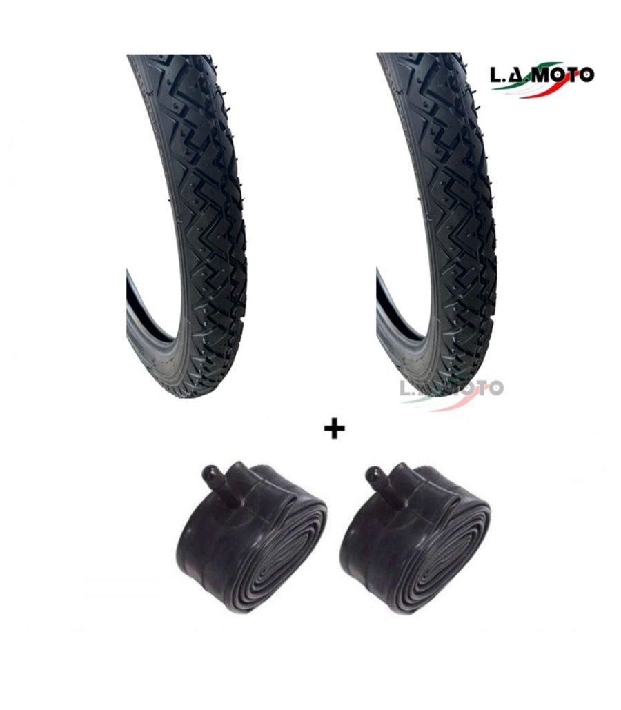 COPPIA COPERTONE GOMMA + CAMERE PER MOTORINO BOXER-CIAO MISURA 2-18 O 2 1/4-18