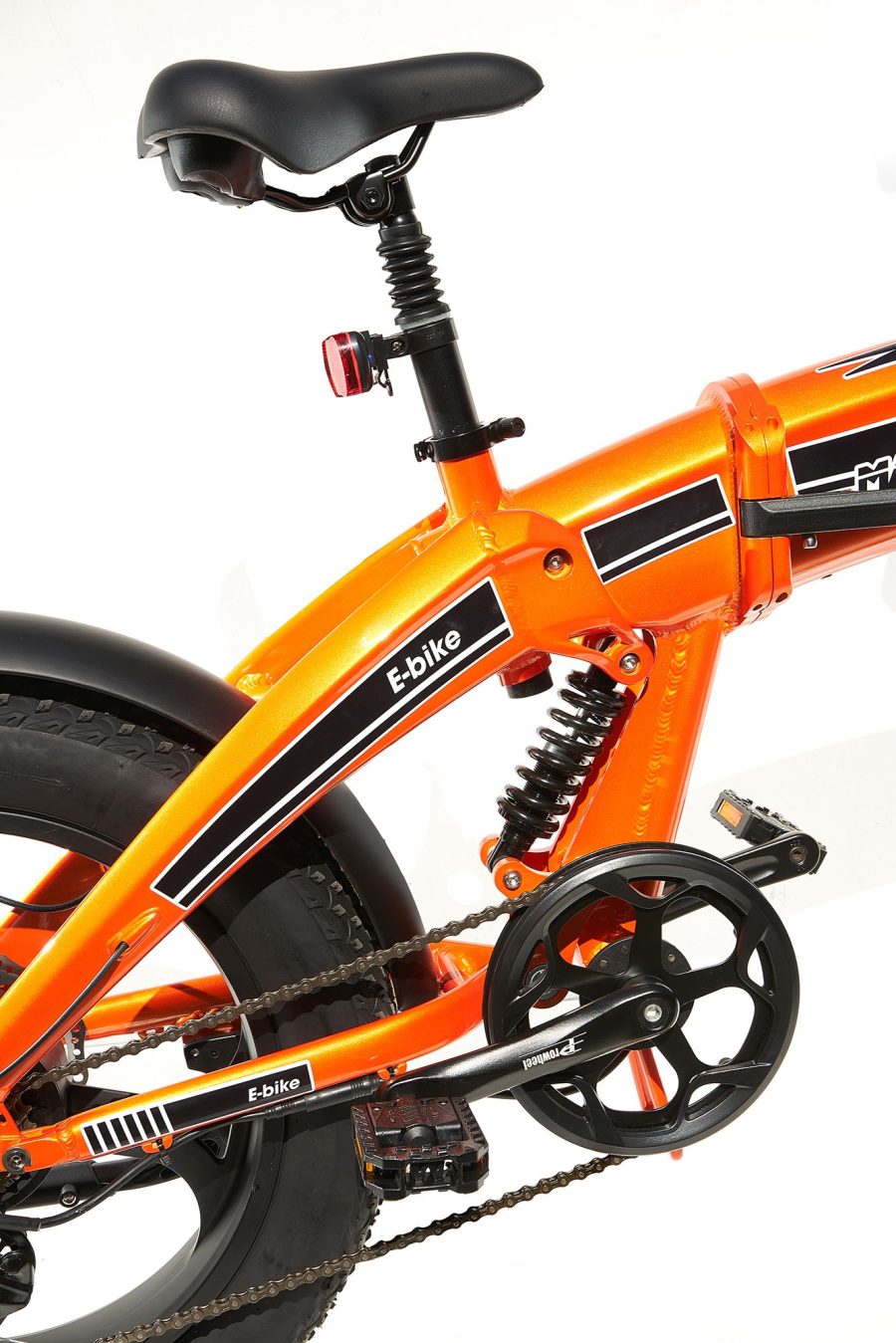 BICICLETTA ELETTRICA FAT BIKE 750W E-BIKE BICI PIEGHEVOLE BIAMMORTIZZATA MADICKS ARANCIO - immagine 4