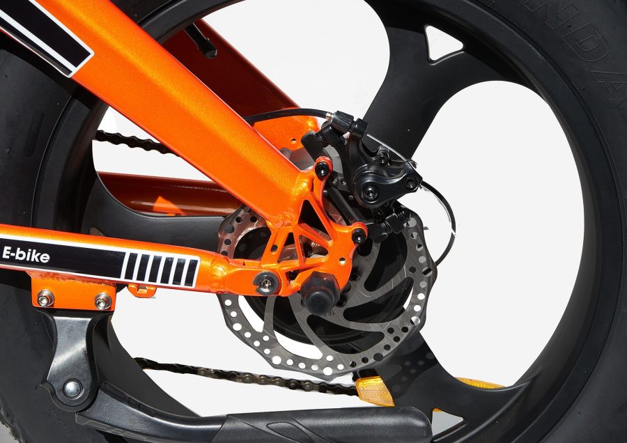 BICICLETTA ELETTRICA FAT BIKE 750W E-BIKE BICI PIEGHEVOLE BIAMMORTIZZATA MADICKS ARANCIO - immagine 7