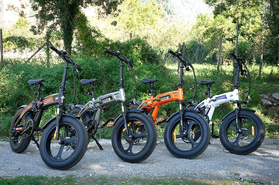 BICICLETTA ELETTRICA FAT BIKE 750W E-BIKE BICI PIEGHEVOLE BIAMMORTIZZATA MADICKS ARANCIO - immagine 13