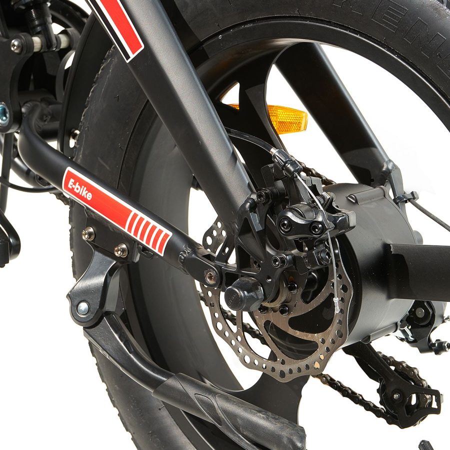 BICICLETTA ELETTRICA FAT BIKE 750W E-BIKE BICI PIEGHEVOLE BIAMMORTIZZATA MADICKS NERO ROSSA - immagine 6