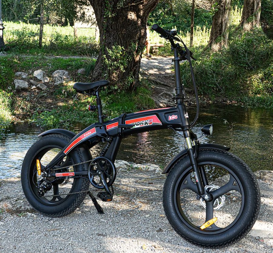 BICICLETTA ELETTRICA FAT BIKE 750W E-BIKE BICI PIEGHEVOLE BIAMMORTIZZATA MADICKS NERO ROSSA - immagine 10