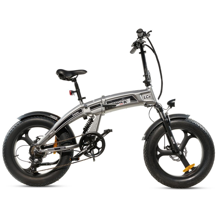BICICLETTA ELETTRICA FAT BIKE 750W E-BIKE BICI PIEGHEVOLE BIAMMORTIZZATA MADICKS GRIGIO