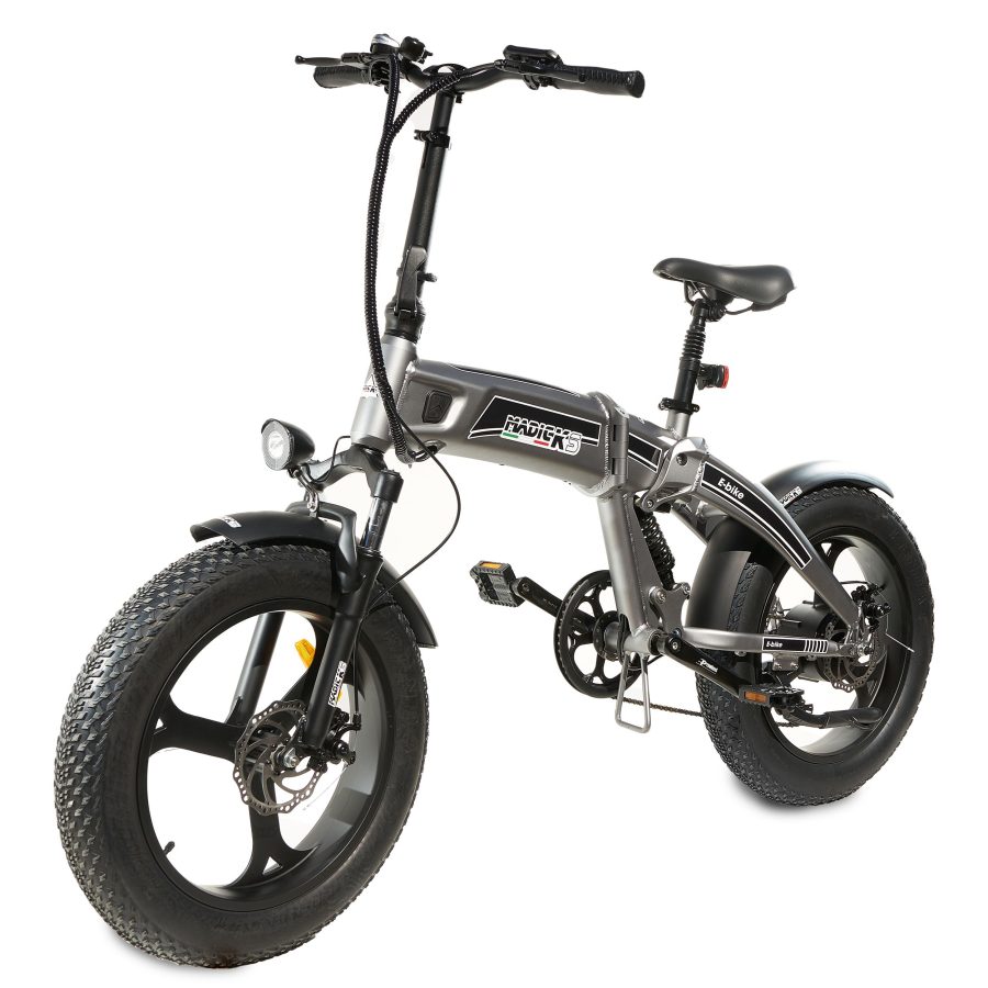 BICICLETTA ELETTRICA FAT BIKE 750W E-BIKE BICI PIEGHEVOLE BIAMMORTIZZATA MADICKS GRIGIO - immagine 4