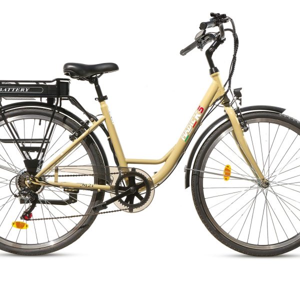 BICICLETTA ELETTRICA A PEDALATA ASSISTITA DA CITTÀ CITY BIKE DA PASSEGGIO 28' MADICKS 250W BEIGE
