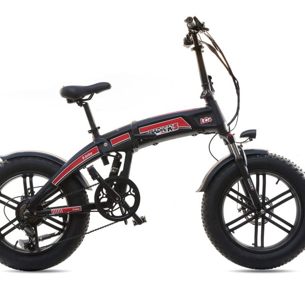 BICICLETTA ELETTRICA FAT BIKE 500W E-BIKE BICI PIEGHEVOLE BIAMMORTIZZATA MADICKS NERO ROSSA