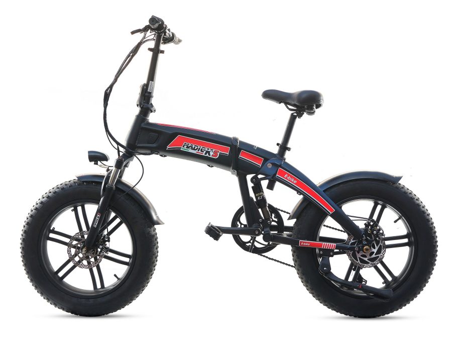 BICICLETTA ELETTRICA FAT BIKE 500W E-BIKE BICI PIEGHEVOLE BIAMMORTIZZATA MADICKS NERO ROSSA - immagine 2