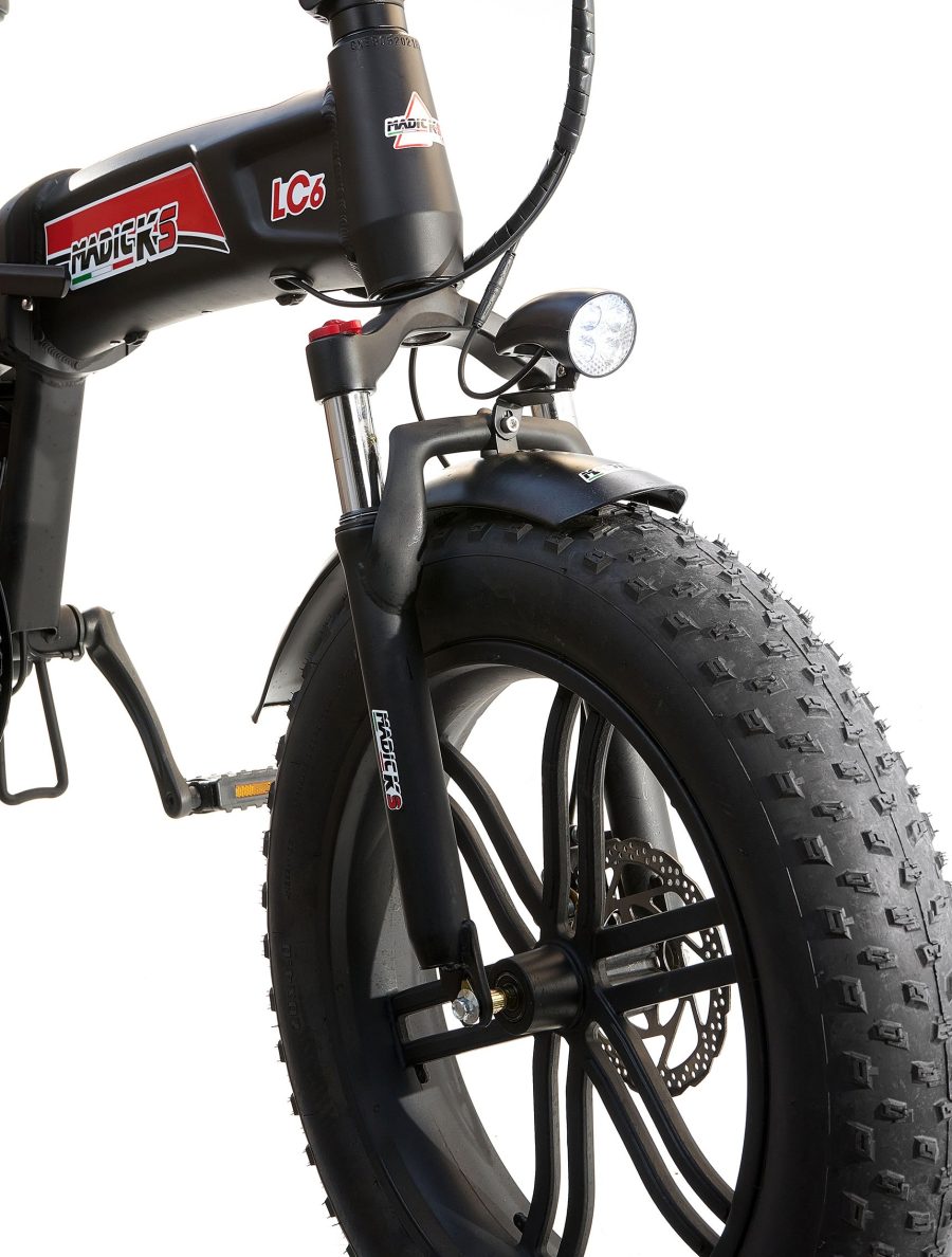 BICICLETTA ELETTRICA FAT BIKE 500W E-BIKE BICI PIEGHEVOLE BIAMMORTIZZATA MADICKS NERO ROSSA - immagine 4