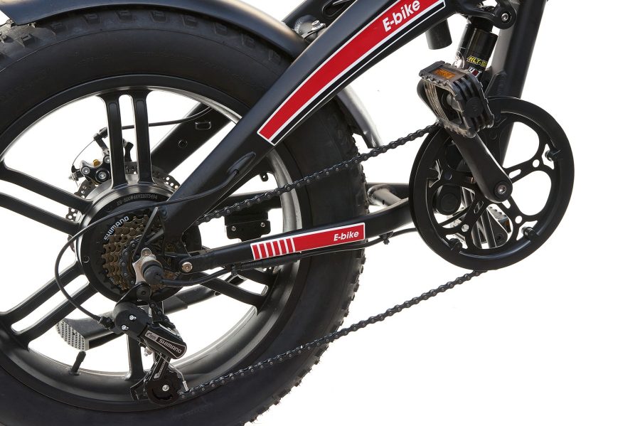BICICLETTA ELETTRICA FAT BIKE 500W E-BIKE BICI PIEGHEVOLE BIAMMORTIZZATA MADICKS NERO ROSSA - immagine 5