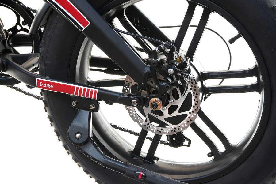 BICICLETTA ELETTRICA FAT BIKE 500W E-BIKE BICI PIEGHEVOLE BIAMMORTIZZATA MADICKS NERO ROSSA - immagine 6