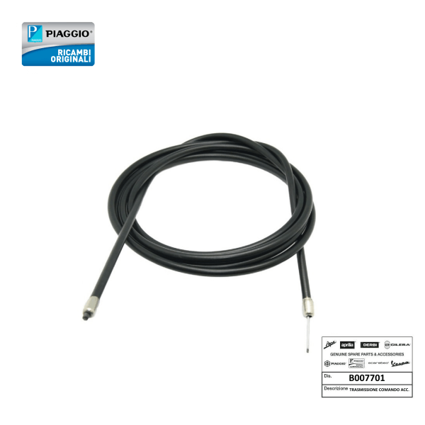 B007701 - TRASMISSIONE COMANDO ACCELLERATORE 187,50 CM ORIGINALE PIAGGIO APE 50 APE 50 FL FL2 FL3
