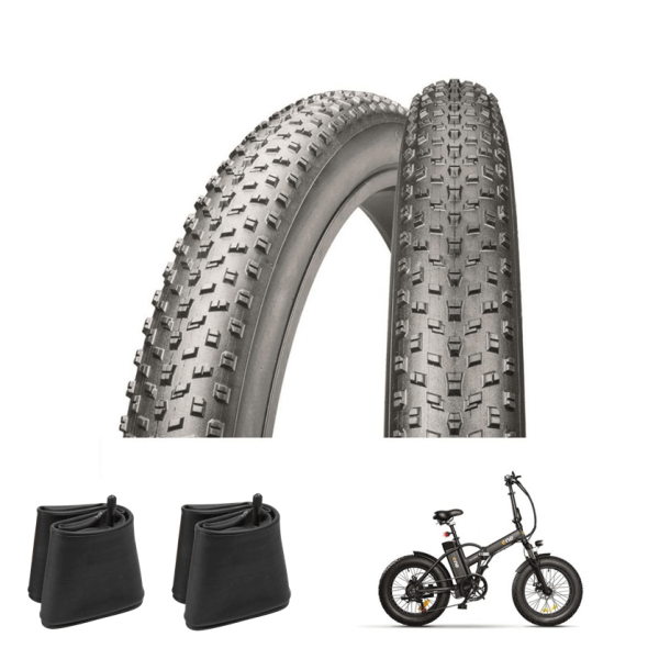 COPPIA COPERTONE FATBIKE TACCHETTATO  20×4.00 + CAMERE D'ARIA