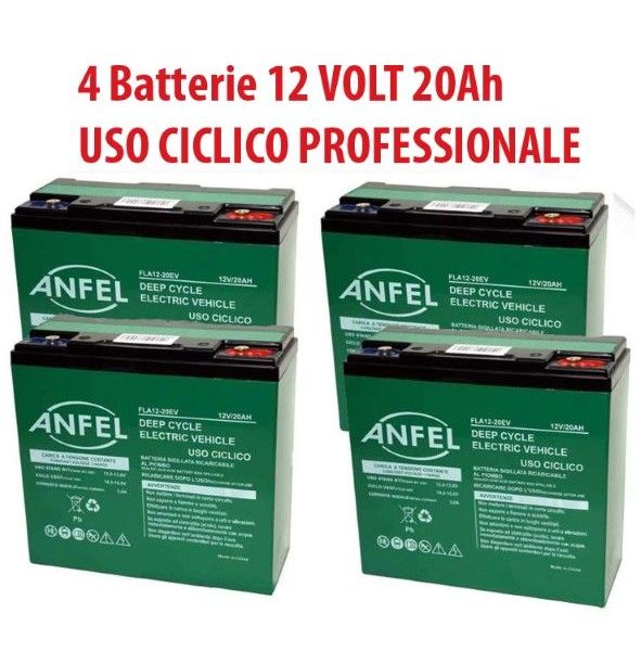 KIT 4 BATTERIE AL PIOMBO 12V 20AH RICARICABILE MAGGIORE CSB USO CICLICO