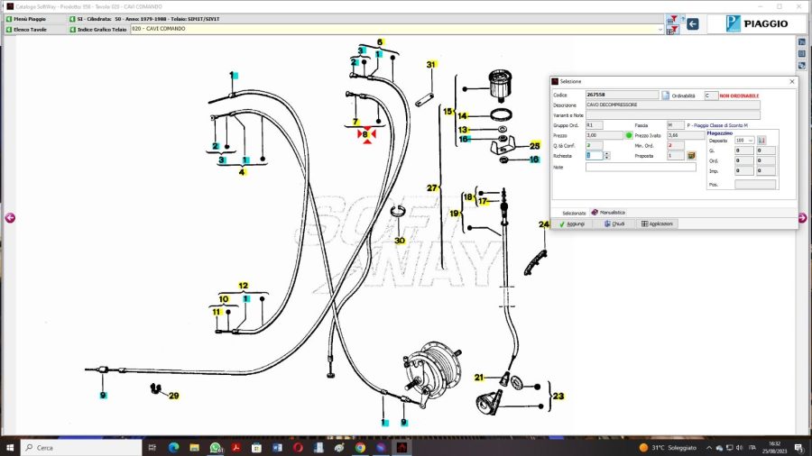 267558 CAVO FILO TRASMISSIONE DECOMPRESSORE PIAGGIO SI 50 - immagine 2