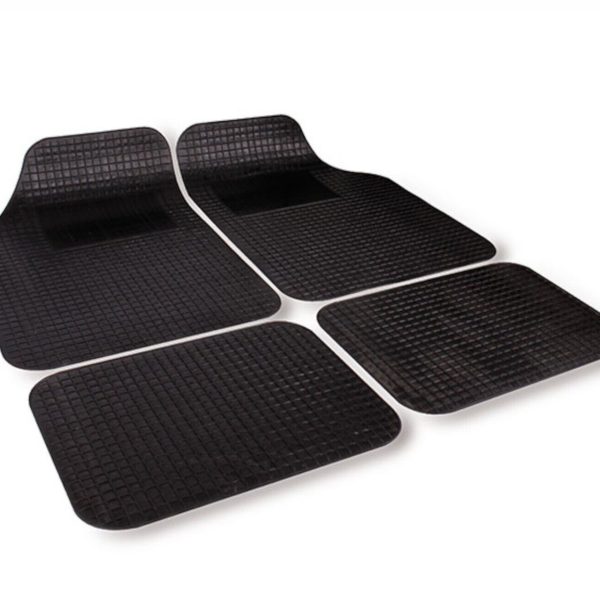 SET 4 TAPPETI PER AUTO IN GOMMA TAPPETINI UNIVERSALI ANTISCIVOLO SAGOMABILI NERI