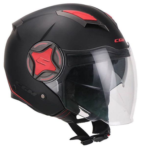 CASCO MOTO JET DOPPIA VISIERA CGM 129X ILLINOIS SPORT NERO ROSSO OPACO