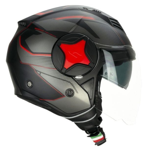 CASCO MOTO JET DOPPIA VISIERA CGM 169G ILLI MONO NERO / ROSSO OPACO