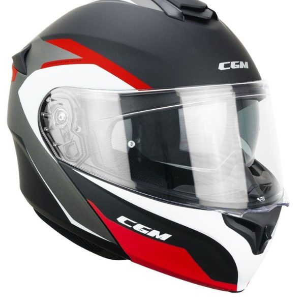CASCO MOTO MODULARE CGM 508G 568G BERLINO BRESDA NERO ROSSO OPACO