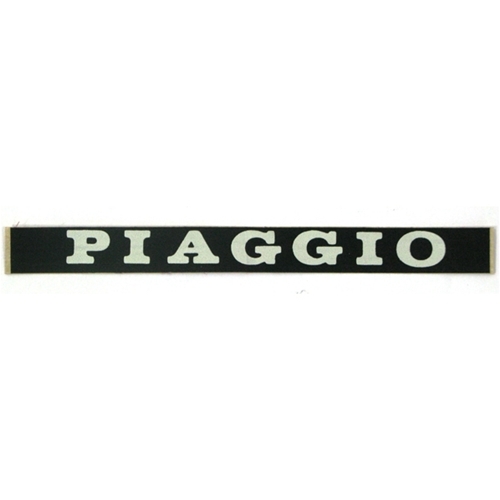 ADESIVO FONDO NERO SCRITTA GRIGIA PER SELLA VESPA PX 125 150 200 ARCOBALENO