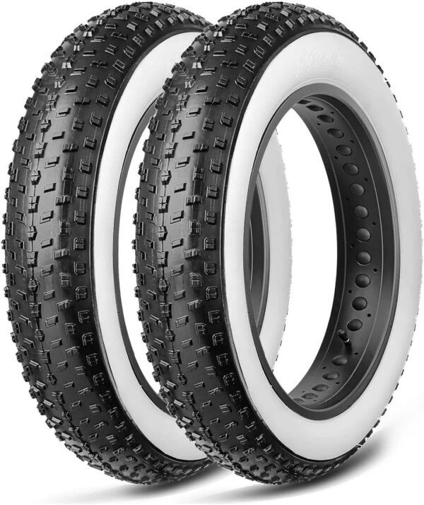 2 COPERTONI 20 X 4.0 X FAT BIKE E-BIKE GOMMA 20'' COPPIA PNEUMATICI TASSELLATO MTB BICI ELETTRICA BIANCO/NERO RIGIDO 20X4.0 (100-406) FASCIA BIANCA