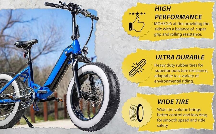 2 COPERTONI 20 X 4.0 X FAT BIKE E-BIKE GOMMA 20'' COPPIA PNEUMATICI TASSELLATO MTB BICI ELETTRICA BIANCO/NERO RIGIDO 20X4.0 (100-406) FASCIA BIANCA - immagine 2