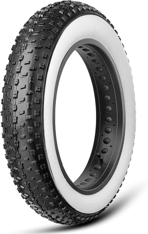 COPERTONE 20 X 4.0 X FAT BIKE E-BIKE GOMMA 20'' TASSELLATO MTB BICI ELETTRICA RIGIDO 20X4.0 FASCIA BIANCA