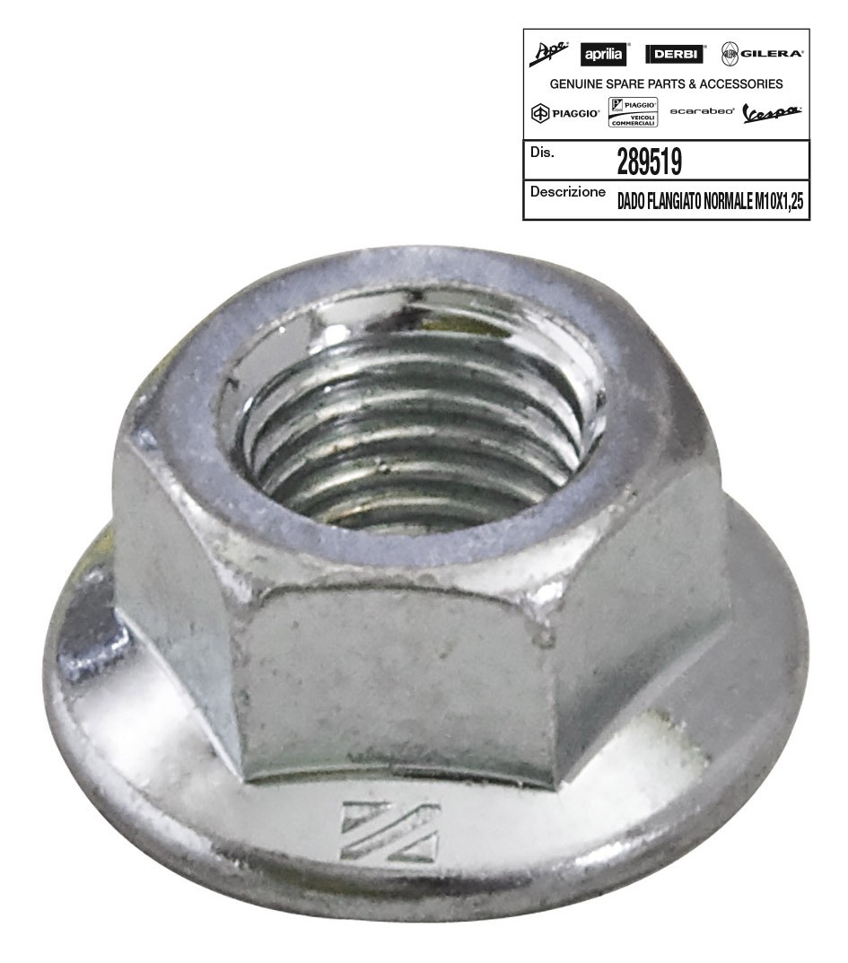 289519 DADO FLANGIATO NORMALE APE APRILIA GILERA PIAGGIO VESPA LIBERTY