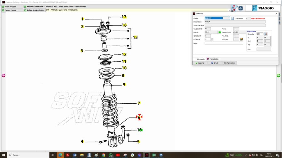 MOLLA AMMORTIZZATORE ANTERIORE PIAGGIO APE POKER BENZINA/DIESEL - immagine 2