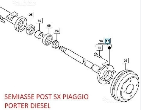 263593 SEMIASSE POSTERIORE SINISTRO PIAGGIO PORTER DIESEL