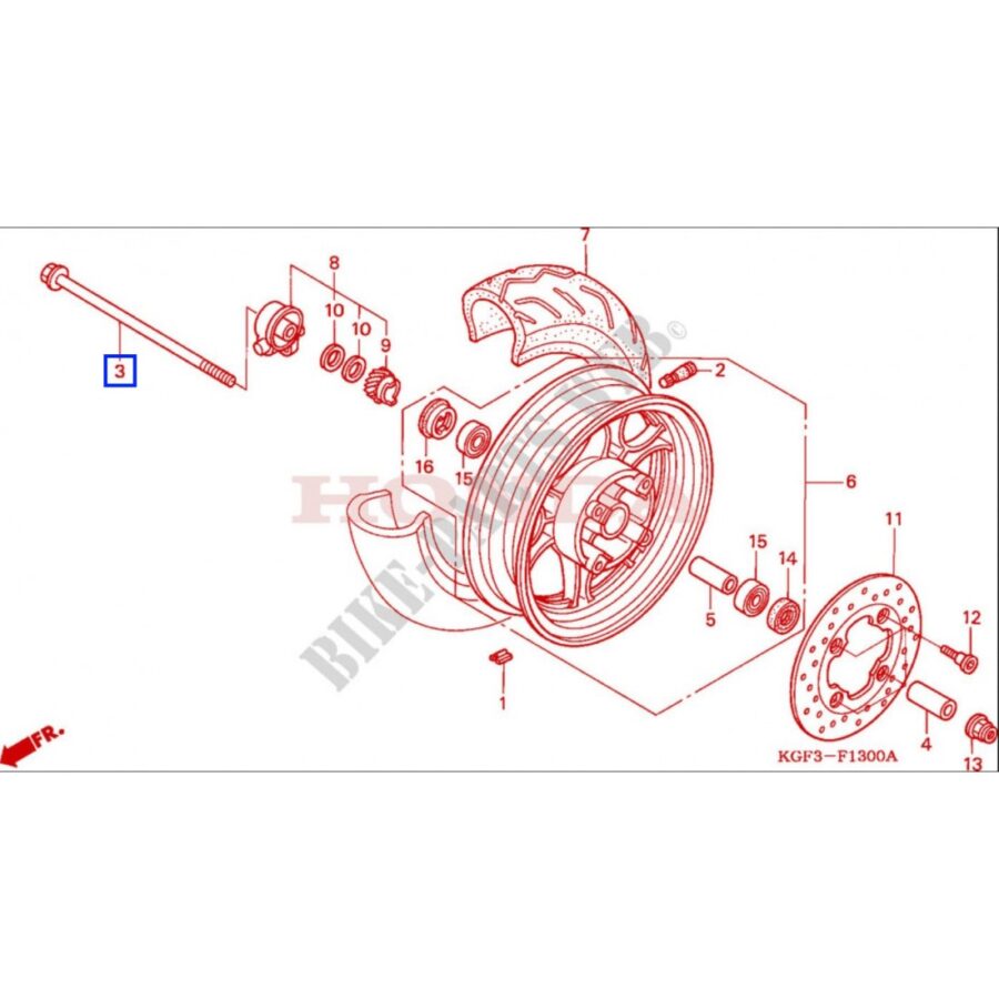 44301-KGF-900 PERNO ASSE RUOTA ANTERIORE ORIGINALE HONDA PES 125 - CHIOCCIOLA 125/150 - immagine 2