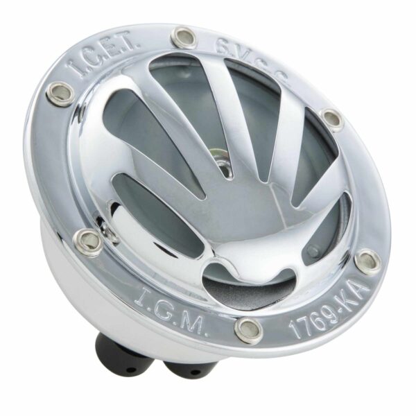 CLACSON CROMATO 6V AC 72 MM FISSAGGIO A 4 FORI PER MODELLI SENZA BATTERIA