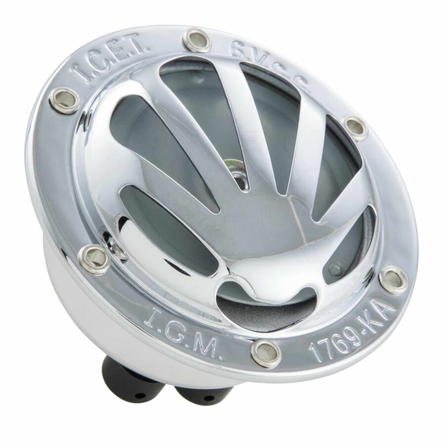 CLACSON CROMATO 6V AC 72 MM FISSAGGIO A 4 FORI PER MODELLI SENZA BATTERIA