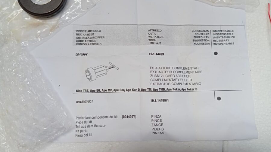 19114499 ESTRATTORE COMPLETO CUSCINETTI MOTORE ORIGINALE PIAGGIO - immagine 3