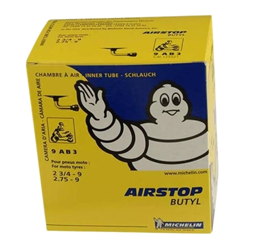 CAMERA ARIA MICHELIN 9 POLLICI 2.75-9 (2 3/4-9) VALVOLA FERRO CURVA