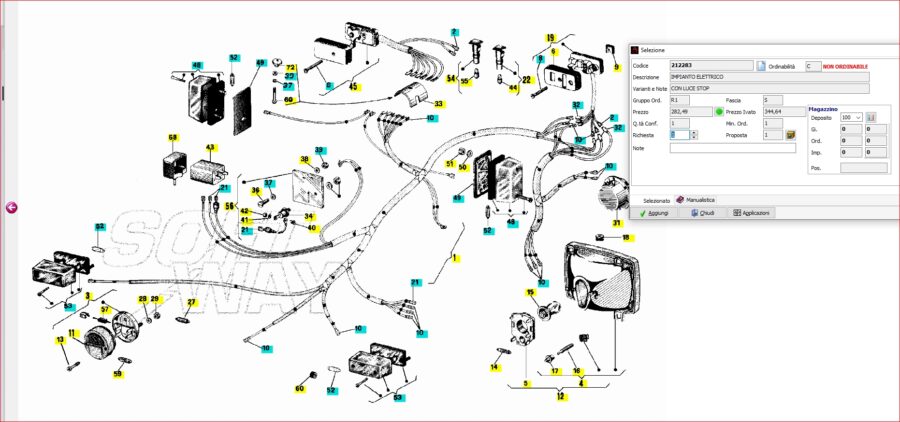 IMPIANTO ELETTRICO CAVETTI PER PIAGGIO APE 50 PRIMA SERIE CON FRECCE - immagine 4