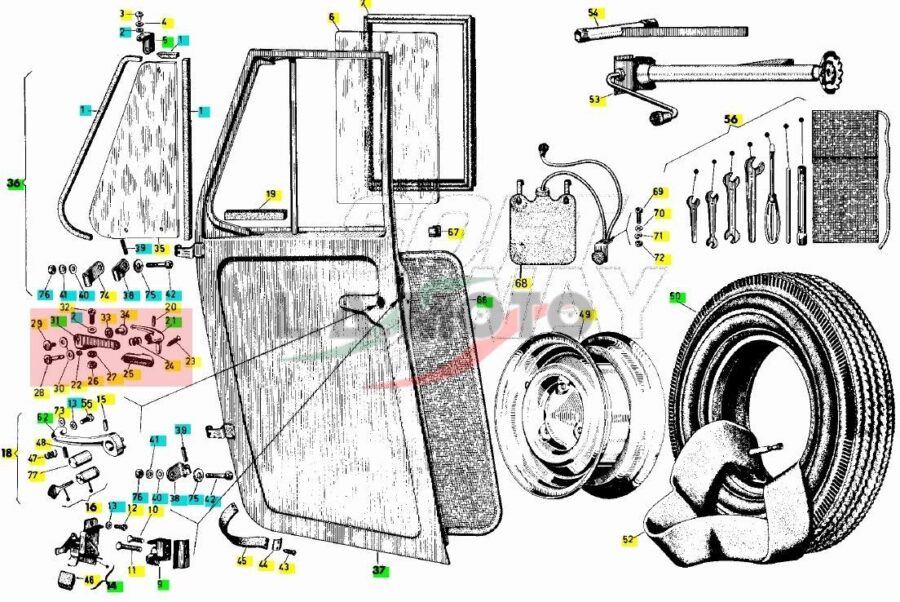 LEVA CHIUSURA DEFLETTORE SINISTRA  PER PIAGGIO APE MP 400 450 500 501 550 600 601 - immagine 4