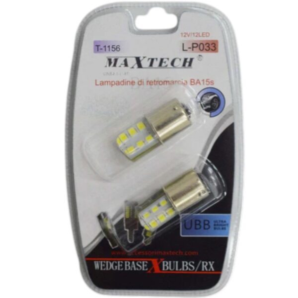 LAMPADINE DI RETROMARCIA BA15S 12V 12LED LAMPADINE ULTRA LUMINOSE MAXTECH L-P033